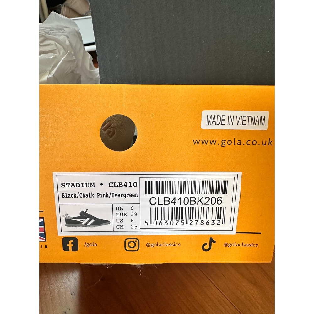 Gola x Anthropologie Stadium Sneakers Black Pink Ribbon Lace CLB410 Womens 8 NEW - Picture 7 of 8